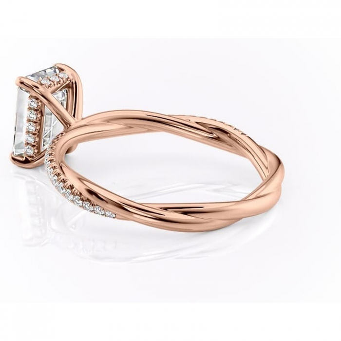 Inel de logodnă Sorrel din aur Rose 14kt cu moissanite tăietură smarald – Montură pavé rafinată pentru profil înalt | Personalizează și configurează gratuit online [5]
