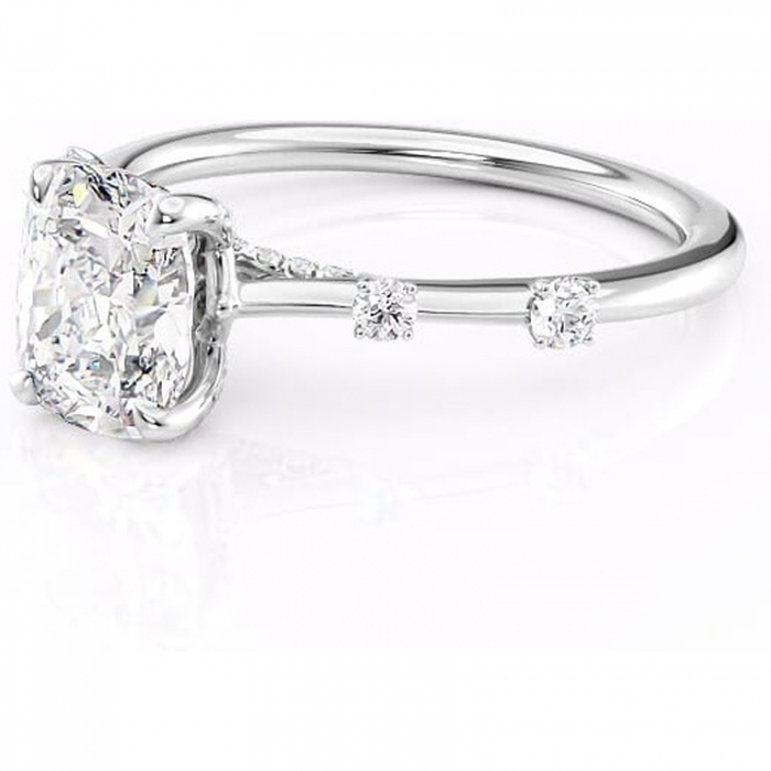 Inel de logodnă Talia din aur Alb 14kt cu moissanite tăietură asscher – Pietre laterale rafinată pentru profil înalt | Personalizează și configurează gratuit online [7]