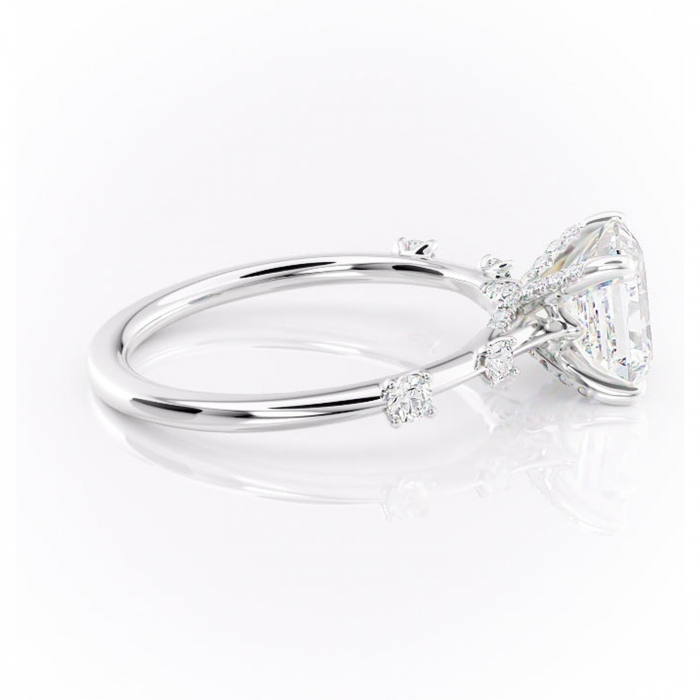 Inel de logodnă Talia din aur Alb 14kt cu moissanite tăietură asscher – Pietre laterale rafinată pentru profil înalt | Personalizează și configurează gratuit online [2]