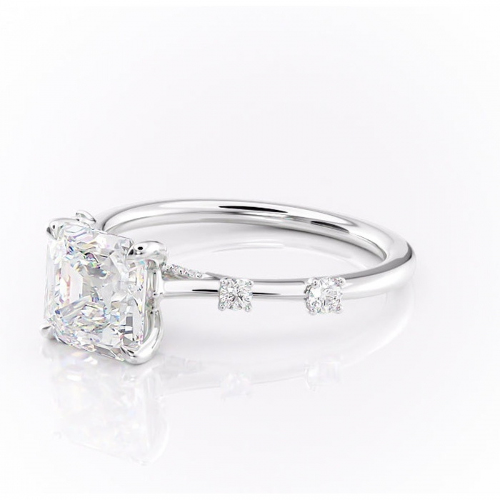 Inel de logodnă Talia din aur Alb 14kt cu moissanite tăietură asscher – Pietre laterale rafinată pentru profil înalt | Personalizează și configurează gratuit online [7]
