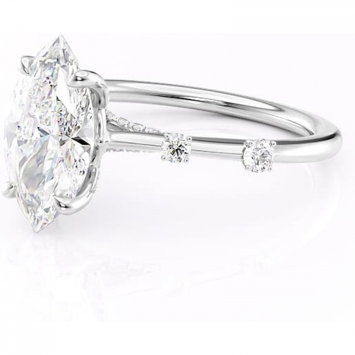 Inel de logodnă Talia din aur Alb 14kt cu moissanite tăietură marquise – Pietre laterale rafinată pentru profil înalt | Personalizează și configurează gratuit online [7]