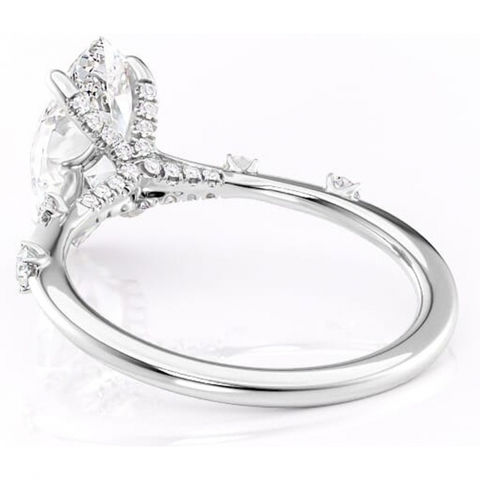 Inel de logodnă Talia din aur Alb 14kt cu moissanite tăietură marquise – Pietre laterale rafinată pentru profil înalt | Personalizează și configurează gratuit online [4]