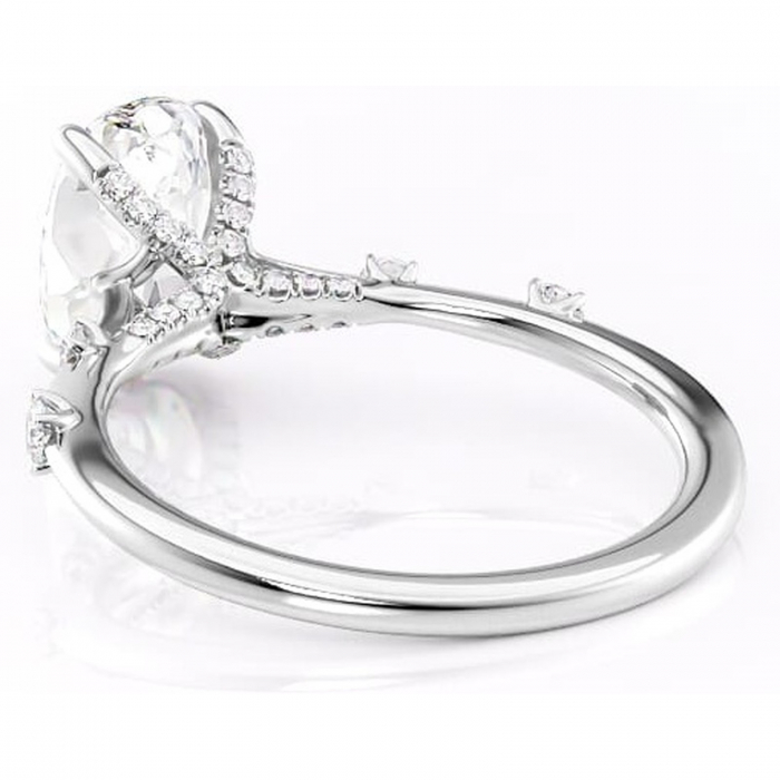 Inel de logodnă Talia din aur Alb 14kt cu moissanite tăietură ovală – Pietre laterale rafinată pentru profil înalt | Personalizează și configurează gratuit online [4]