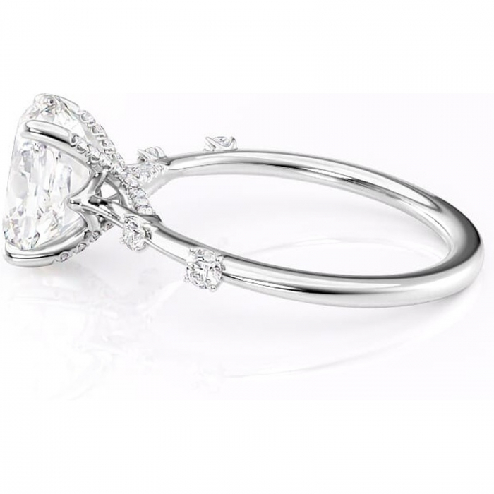 Inel de logodnă Talia din aur Alb 14kt cu moissanite tăietură ovală – Pietre laterale rafinată pentru profil înalt | Personalizează și configurează gratuit online [6]