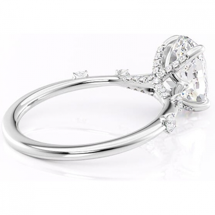 Inel de logodnă Talia din aur Alb 14kt cu moissanite tăietură ovală – Pietre laterale rafinată pentru profil înalt | Personalizează și configurează gratuit online [3]