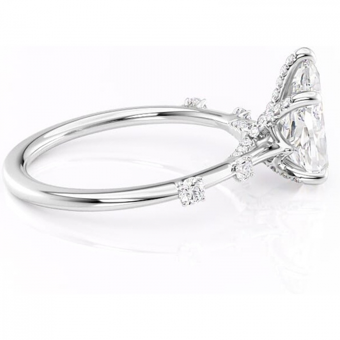 Inel de logodnă Talia din aur Alb 14kt cu moissanite tăietură pară – Pietre laterale rafinată pentru profil înalt | Personalizează și configurează gratuit online [2]