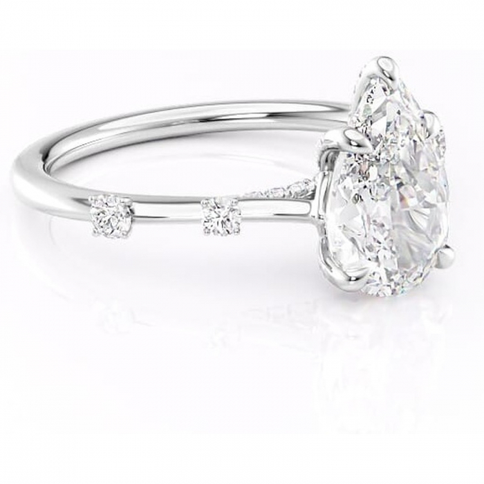 Inel de logodnă Talia din aur Alb 14kt cu moissanite tăietură pară – Pietre laterale rafinată pentru profil înalt | Personalizează și configurează gratuit online [1]