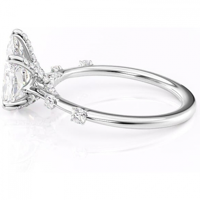 Inel de logodnă Talia din aur Alb 14kt cu moissanite tăietură pară – Pietre laterale rafinată pentru profil înalt | Personalizează și configurează gratuit online [6]