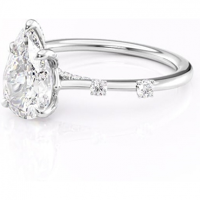 Inel de logodnă Talia din aur Alb 14kt cu moissanite tăietură pară – Pietre laterale rafinată pentru profil înalt | Personalizează și configurează gratuit online [7]