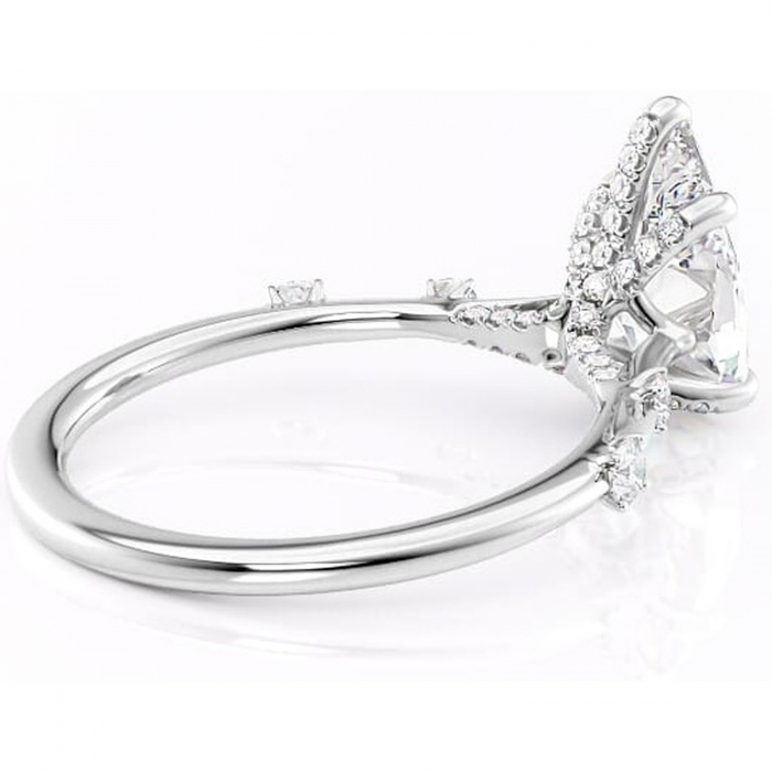 Inel de logodnă Talia din aur Alb 14kt cu moissanite tăietură pară – Pietre laterale rafinată pentru profil înalt | Personalizează și configurează gratuit online [3]