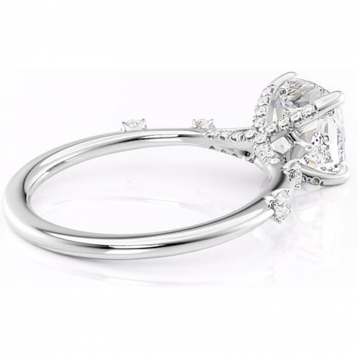 Inel de logodnă Talia din aur Alb 14kt cu moissanite tăietură pernă – Pietre laterale rafinată pentru profil înalt | Personalizează și configurează gratuit online [3]