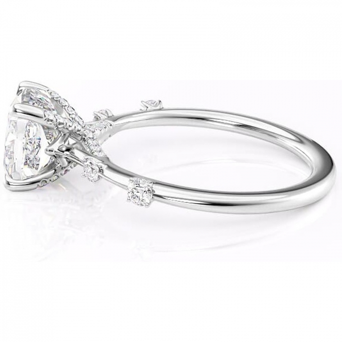 Inel de logodnă Talia din aur Alb 14kt cu moissanite tăietură pernă – Pietre laterale rafinată pentru profil înalt | Personalizează și configurează gratuit online [6]