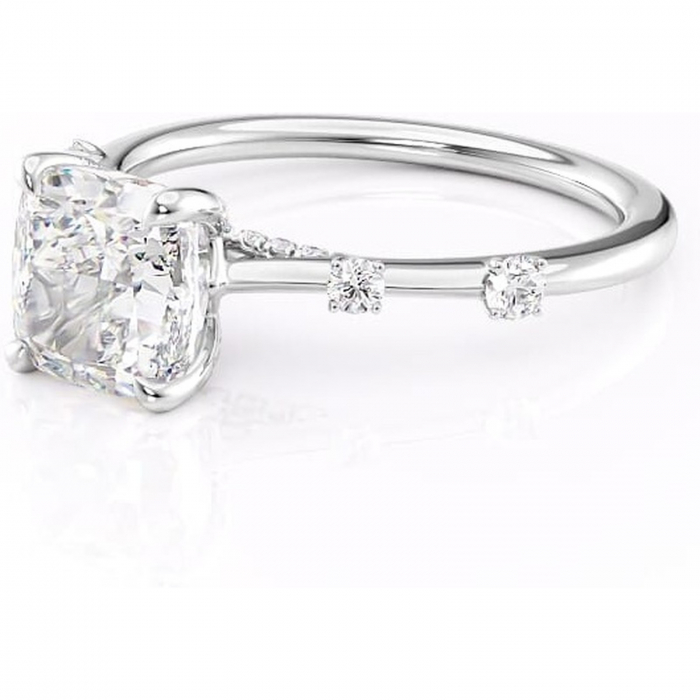 Inel de logodnă Talia din aur Alb 14kt cu moissanite tăietură pernă – Pietre laterale rafinată pentru profil înalt | Personalizează și configurează gratuit online [7]