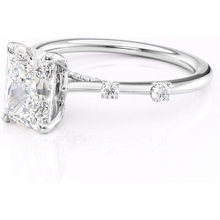 Inel de logodnă Talia din aur Alb 14kt cu moissanite tăietură radiantă – Pietre laterale rafinată pentru profil înalt | Personalizează și configurează gratuit online [7]