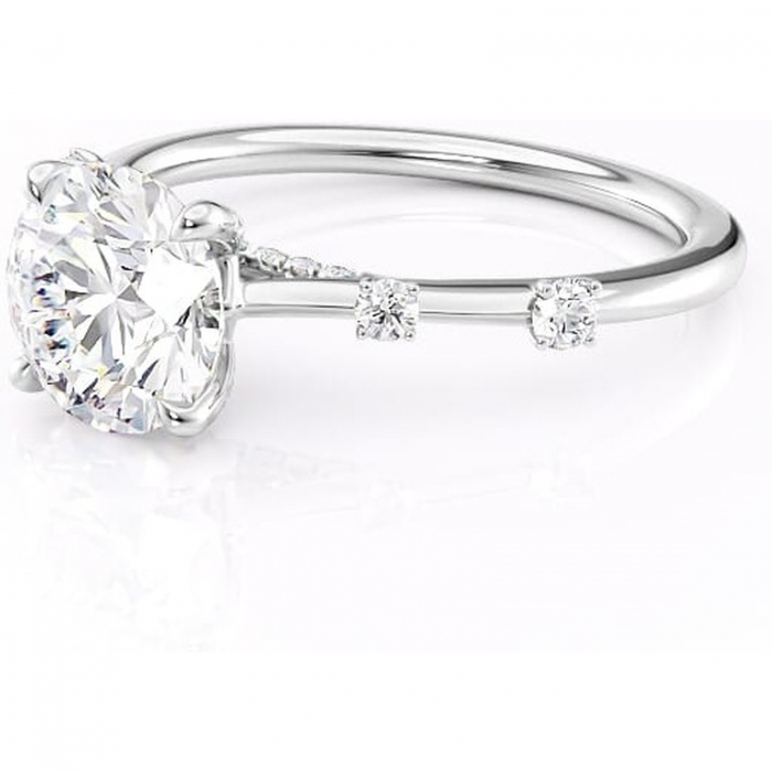 Inel de logodnă Talia din aur Alb 14kt cu moissanite tăietură rotundă – Pietre laterale rafinată pentru profil înalt | Personalizează și configurează gratuit online [7]