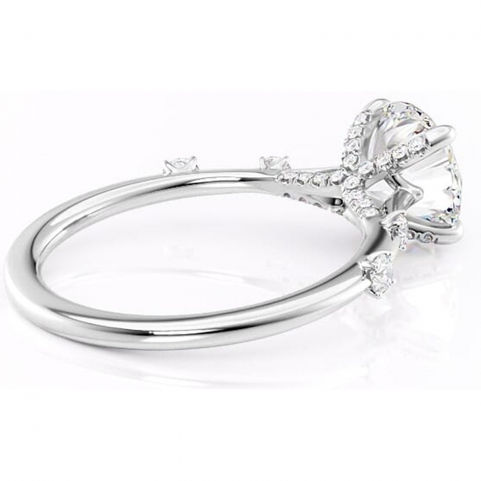 Inel de logodnă Talia din aur Alb 14kt cu moissanite tăietură rotundă – Pietre laterale rafinată pentru profil înalt | Personalizează și configurează gratuit online [3]