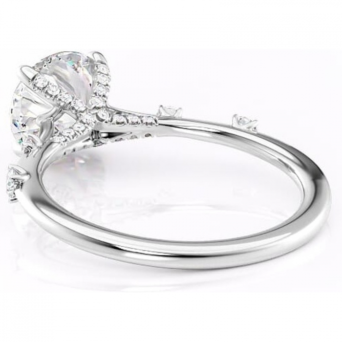 Inel de logodnă Talia din aur Alb 14kt cu moissanite tăietură rotundă – Pietre laterale rafinată pentru profil înalt | Personalizează și configurează gratuit online [4]