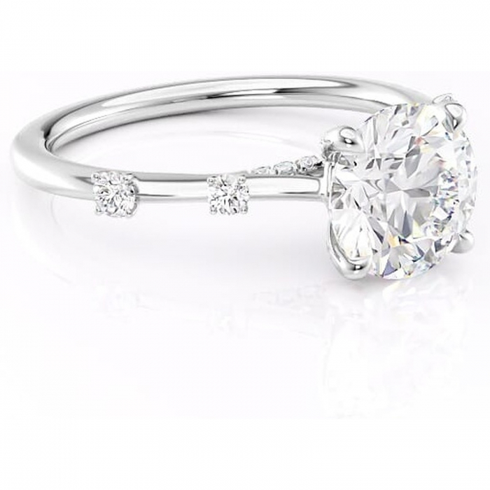 Inel de logodnă Talia din aur Alb 14kt cu moissanite tăietură rotundă – Pietre laterale rafinată pentru profil înalt | Personalizează și configurează gratuit online [1]