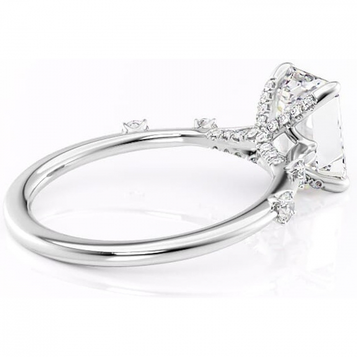 Inel de logodnă Talia din aur Alb 14kt cu moissanite tăietură smarald – Pietre laterale rafinată pentru profil înalt | Personalizează și configurează gratuit online [3]