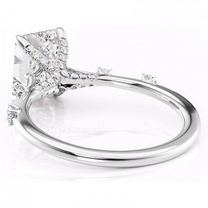 Inel de logodnă Talia din aur Alb 14kt cu moissanite tăietură smarald – Pietre laterale rafinată pentru profil înalt | Personalizează și configurează gratuit online [4]