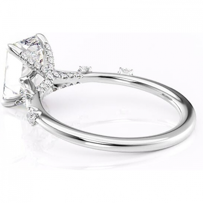 Inel de logodnă Talia din aur Alb 14kt cu moissanite tăietură smarald – Pietre laterale rafinată pentru profil înalt | Personalizează și configurează gratuit online [5]