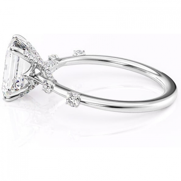 Inel de logodnă Talia din aur Alb 14kt cu moissanite tăietură smarald – Pietre laterale rafinată pentru profil înalt | Personalizează și configurează gratuit online [6]