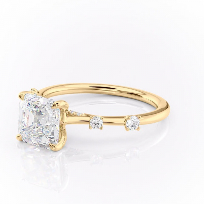 Inel de logodnă Talia din aur Galben 18kt cu moissanite tăietură asscher – Pietre laterale rafinată pentru profil înalt | Personalizează și configurează gratuit online [7]