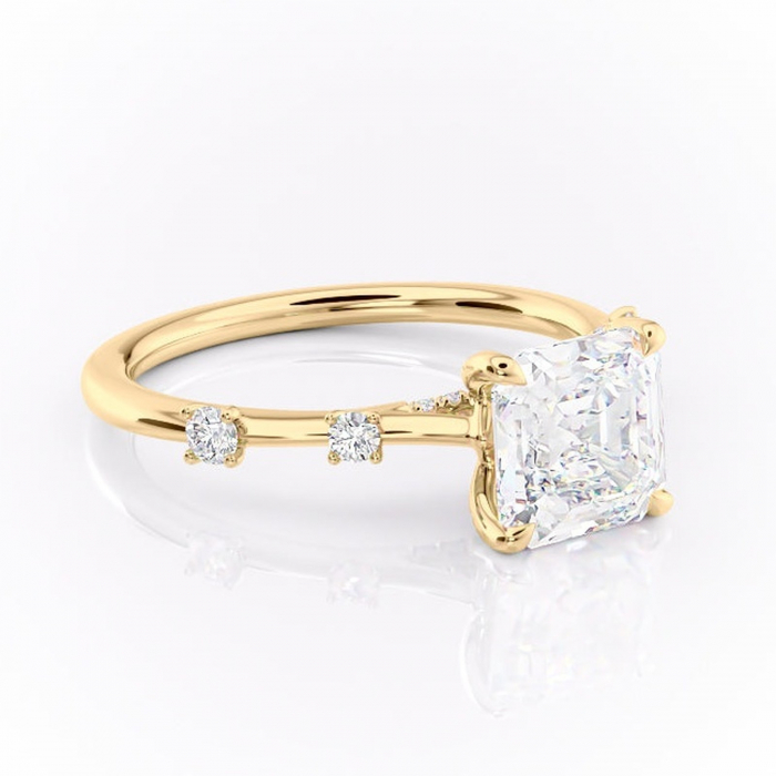 Inel de logodnă Talia din aur Galben 18kt cu moissanite tăietură asscher – Pietre laterale rafinată pentru profil înalt | Personalizează și configurează gratuit online [1]