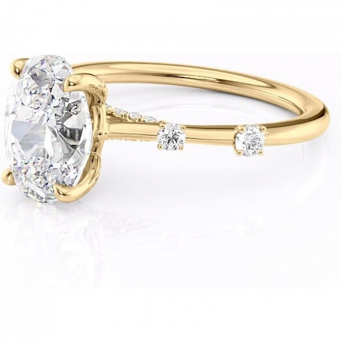 Inel de logodnă Talia din aur Galben 14kt cu moissanite tăietură ovală – Pietre laterale rafinată pentru profil înalt | Personalizează și configurează gratuit online [7]