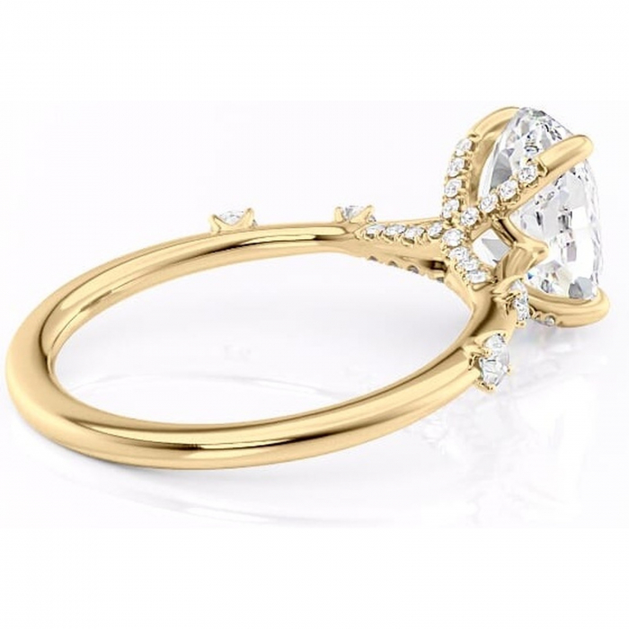 Inel de logodnă Talia din aur Galben 14kt cu moissanite tăietură ovală – Pietre laterale rafinată pentru profil înalt | Personalizează și configurează gratuit online [3]