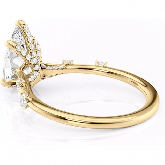 Inel de logodnă Talia din aur Galben 18kt cu moissanite tăietură pară – Pietre laterale rafinată pentru profil înalt | Personalizează și configurează gratuit online [5]