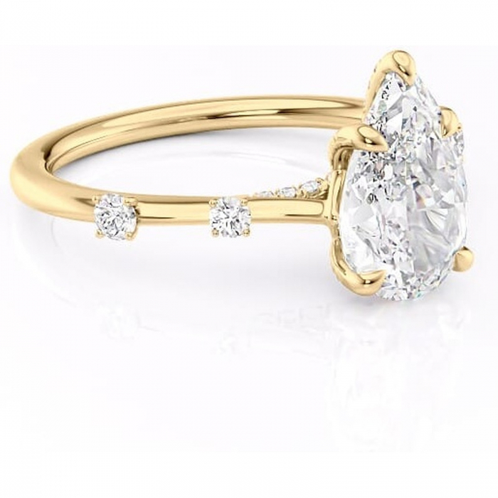 Inel de logodnă Talia din aur Galben 18kt cu moissanite tăietură pară – Pietre laterale rafinată pentru profil înalt | Personalizează și configurează gratuit online [1]