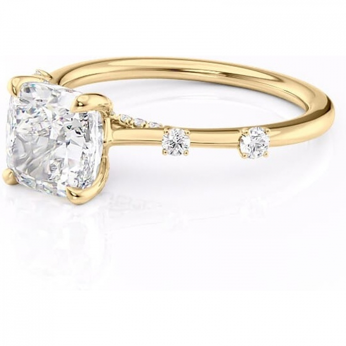 Inel de logodnă Talia din aur Galben 18kt cu moissanite tăietură pernă – Pietre laterale rafinată pentru profil înalt | Personalizează și configurează gratuit online [7]