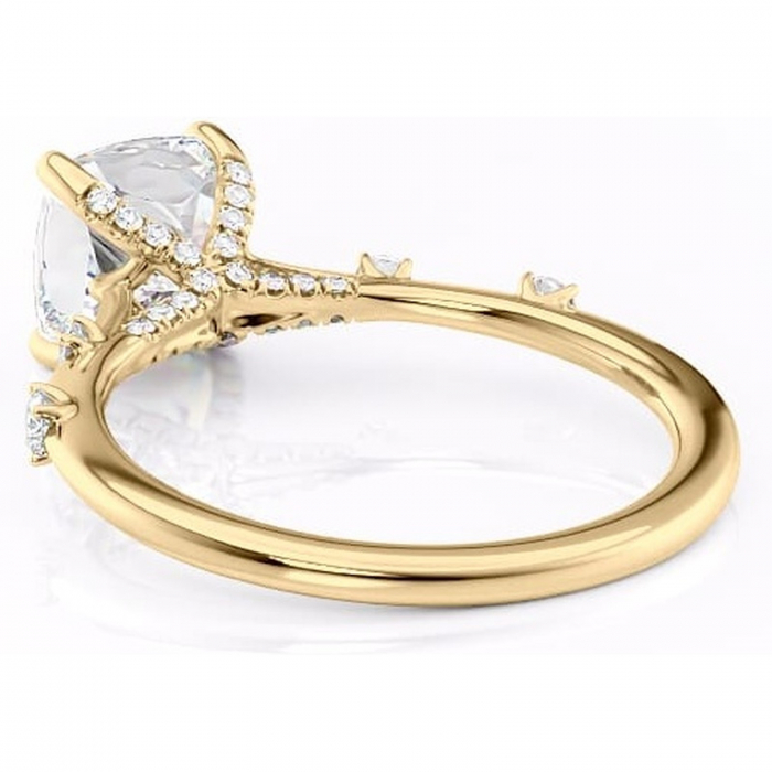 Inel de logodnă Talia din aur Galben 18kt cu moissanite tăietură pernă – Pietre laterale rafinată pentru profil înalt | Personalizează și configurează gratuit online [4]