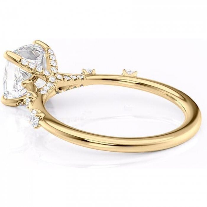Inel de logodnă Talia din aur Galben 18kt cu moissanite tăietură pernă – Pietre laterale rafinată pentru profil înalt | Personalizează și configurează gratuit online [5]