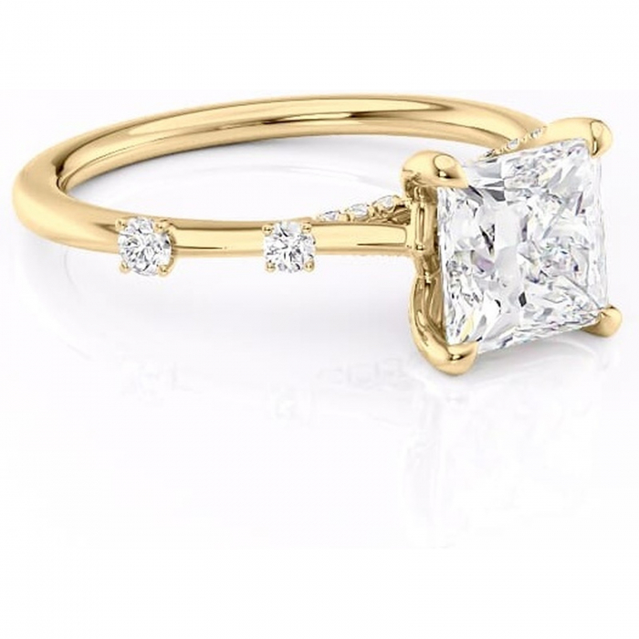 Inel de logodnă Talia din aur Galben 14kt cu moissanite tăietură princess – Pietre laterale rafinată pentru profil înalt | Personalizează și configurează gratuit online [1]