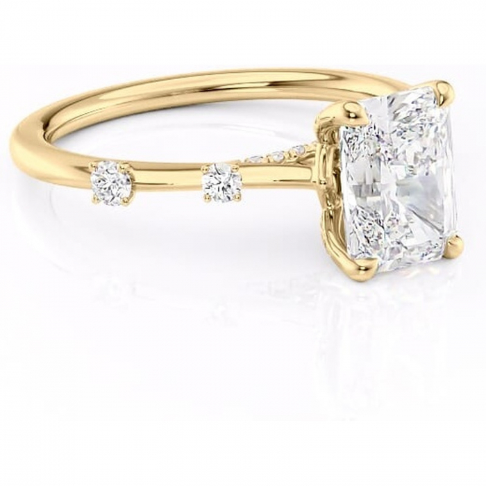 Inel de logodnă Talia din aur Galben 14kt cu moissanite tăietură radiantă – Pietre laterale rafinată pentru profil înalt | Personalizează și configurează gratuit online [1]