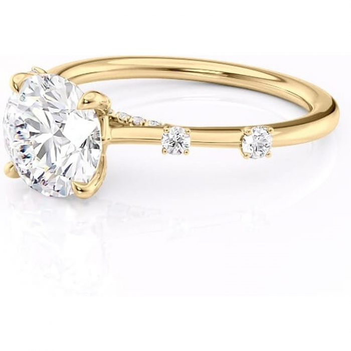 Inel de logodnă Talia din aur Galben 14kt cu moissanite tăietură rotundă – Pietre laterale rafinată pentru profil înalt | Personalizează și configurează gratuit online [7]