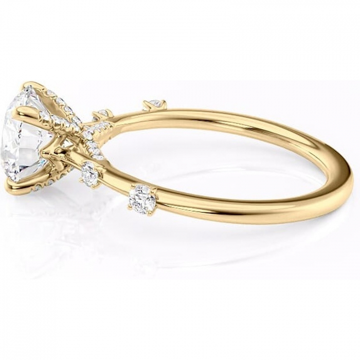 Inel de logodnă Talia din aur Galben 14kt cu moissanite tăietură rotundă – Pietre laterale rafinată pentru profil înalt | Personalizează și configurează gratuit online [6]