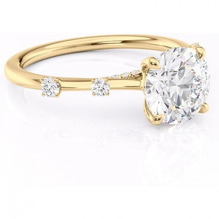 Inel de logodnă Talia din aur Galben 14kt cu moissanite tăietură rotundă – Pietre laterale rafinată pentru profil înalt | Personalizează și configurează gratuit online [1]