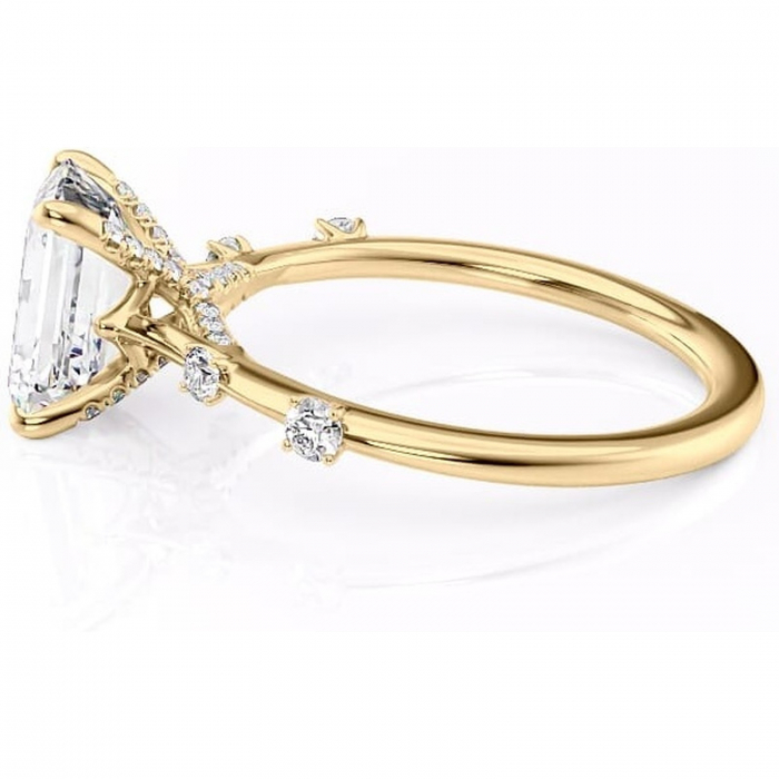 Inel de logodnă Talia din aur Galben 14kt cu moissanite tăietură smarald – Pietre laterale rafinată pentru profil înalt | Personalizează și configurează gratuit online [6]