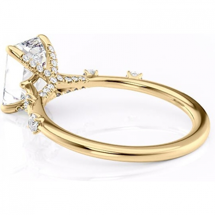 Inel de logodnă Talia din aur Galben 14kt cu moissanite tăietură smarald – Pietre laterale rafinată pentru profil înalt | Personalizează și configurează gratuit online [5]