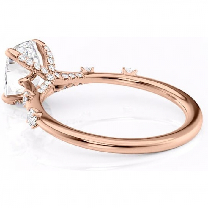 Inel de logodnă Talia din aur Rose 14kt cu moissanite tăietură asscher – Pietre laterale rafinată pentru profil înalt | Personalizează și configurează gratuit online [5]