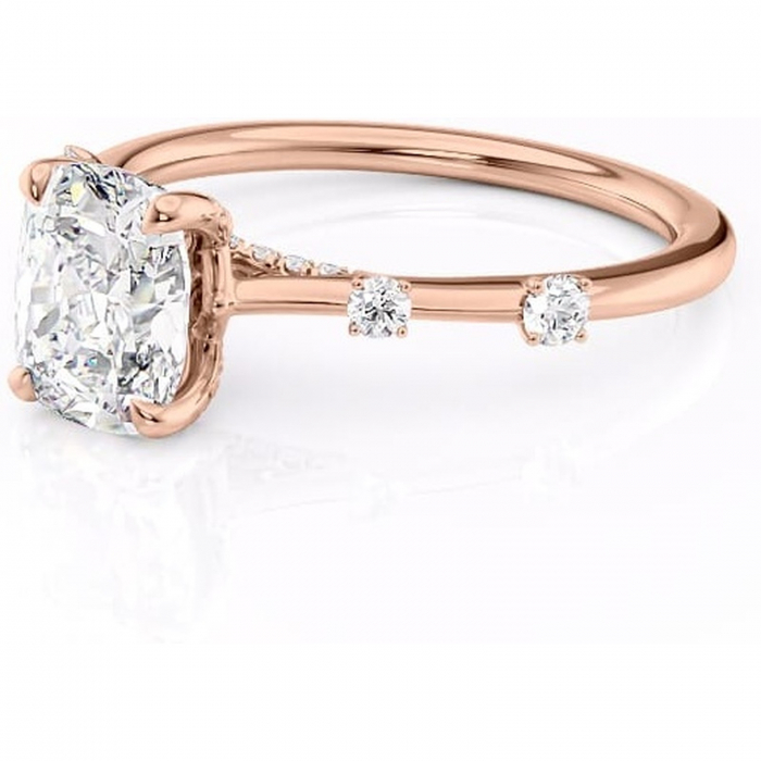 Inel de logodnă Talia din aur Rose 14kt cu moissanite tăietură asscher – Pietre laterale rafinată pentru profil înalt | Personalizează și configurează gratuit online [7]