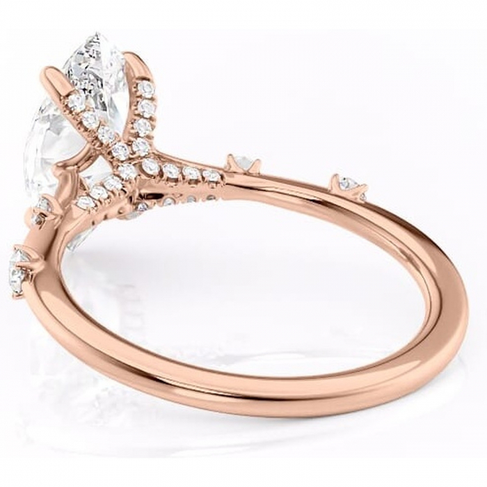 Inel de logodnă Talia din aur Rose 14kt cu moissanite tăietură marquise – Pietre laterale rafinată pentru profil înalt | Personalizează și configurează gratuit online [4]