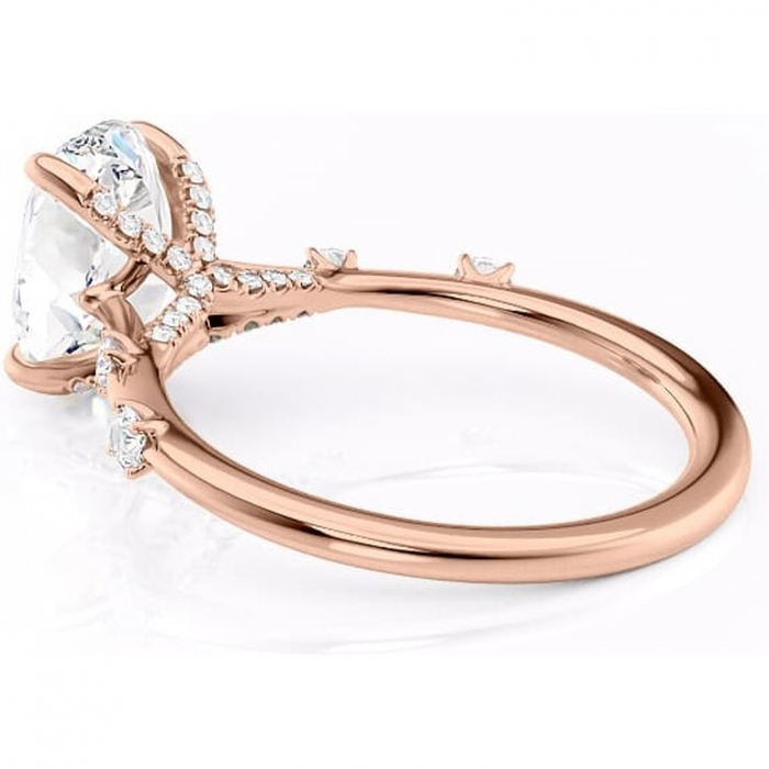 Inel de logodnă Talia din aur Rose 18kt cu moissanite tăietură ovală – Pietre laterale rafinată pentru profil înalt | Personalizează și configurează gratuit online [5]