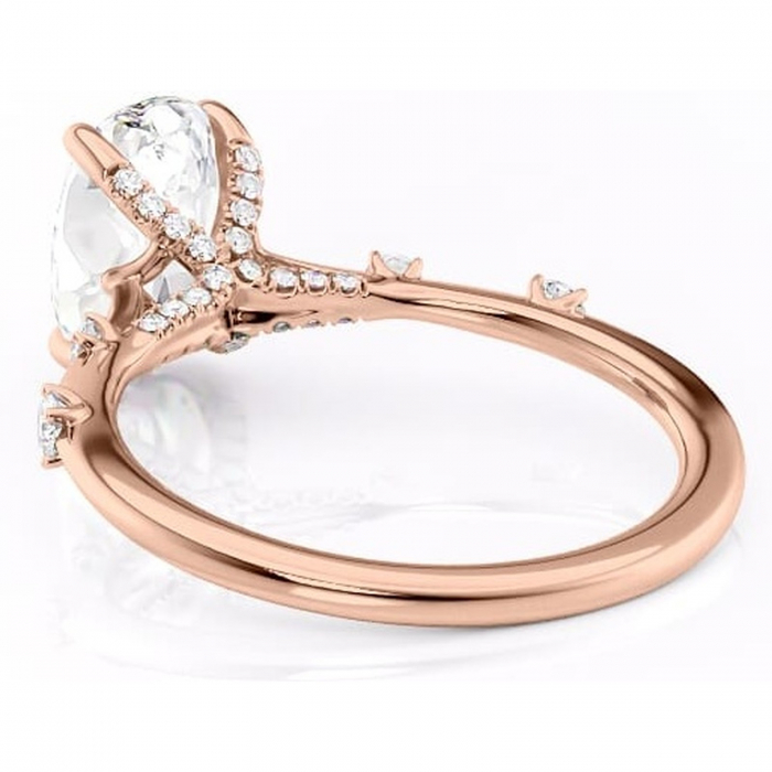 Inel de logodnă Talia din aur Rose 18kt cu moissanite tăietură ovală – Pietre laterale rafinată pentru profil înalt | Personalizează și configurează gratuit online [4]