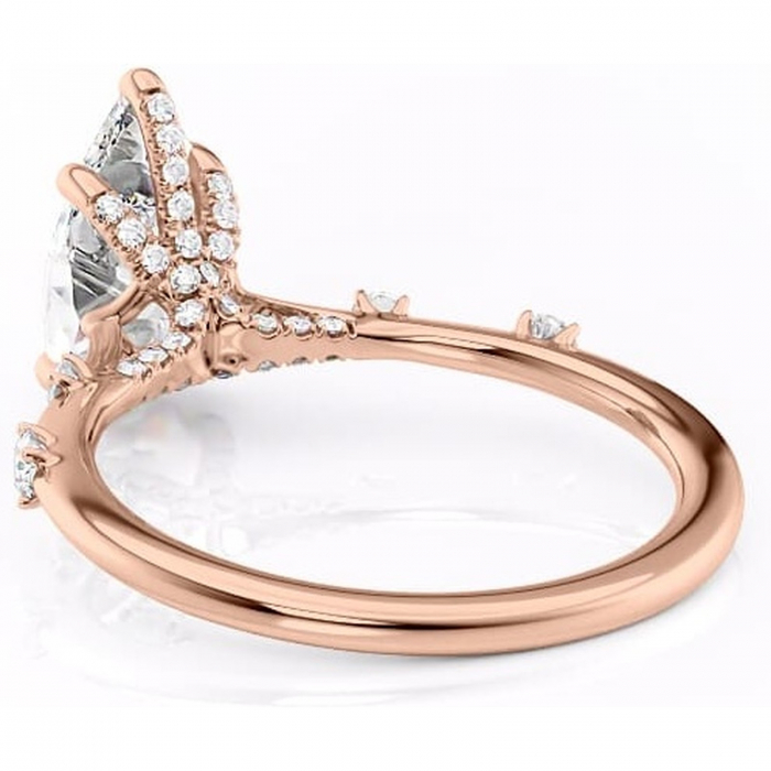 Inel de logodnă Talia din aur Rose 18kt cu moissanite tăietură pară – Pietre laterale rafinată pentru profil înalt | Personalizează și configurează gratuit online [4]