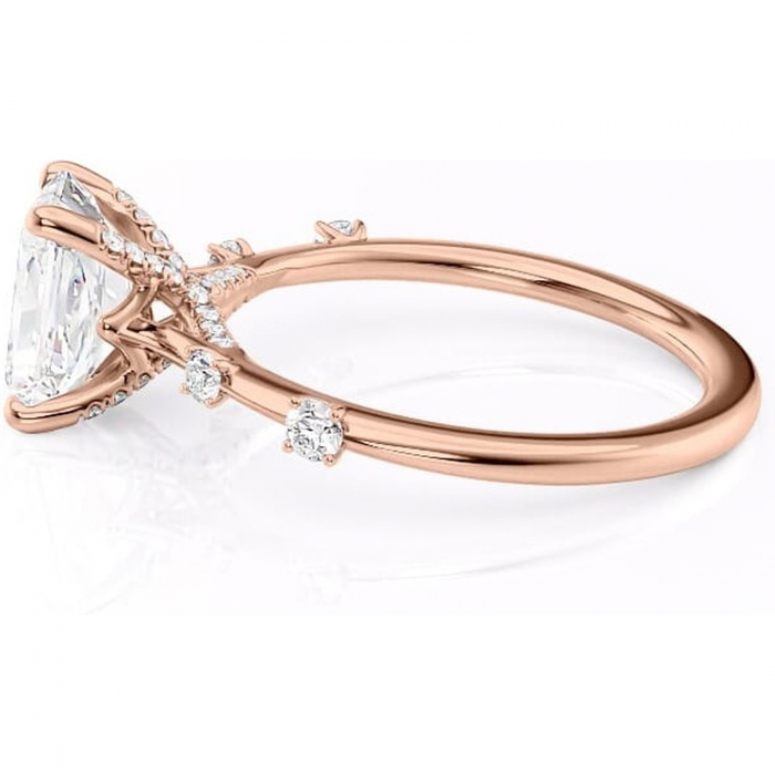 Inel de logodnă Talia din aur Rose 14kt cu moissanite tăietură radiantă – Pietre laterale rafinată pentru profil înalt | Personalizează și configurează gratuit online [6]