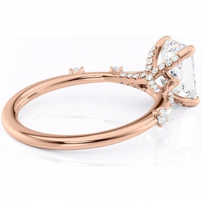 Inel de logodnă Talia din aur Rose 14kt cu moissanite tăietură radiantă – Pietre laterale rafinată pentru profil înalt | Personalizează și configurează gratuit online [3]